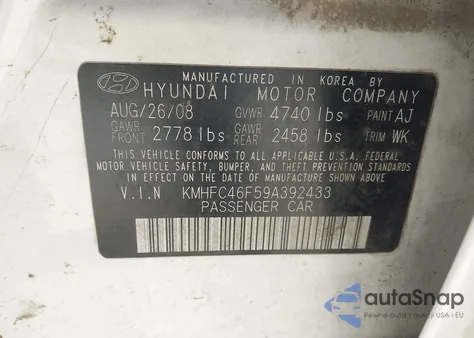 2009 Hyundai Azera Limited из США, поврежденный, VIN KMHFC46F59A392433